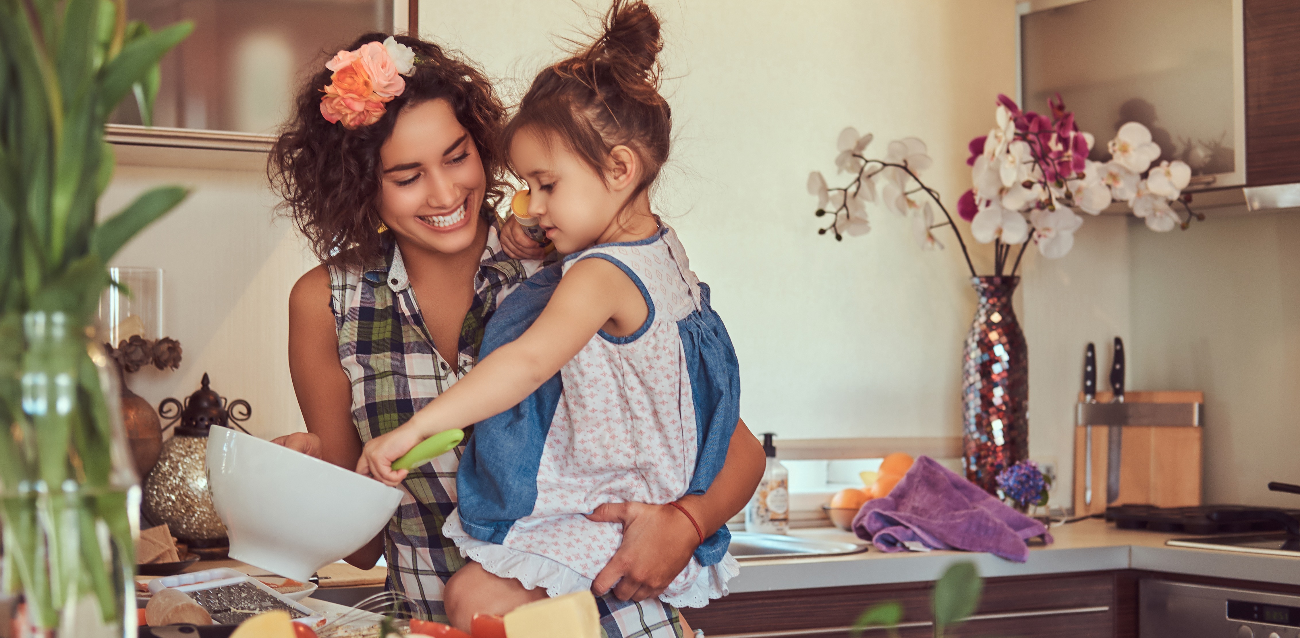 Female and Girl Cooking