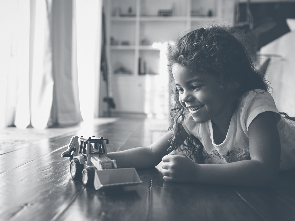 Child playing with toys